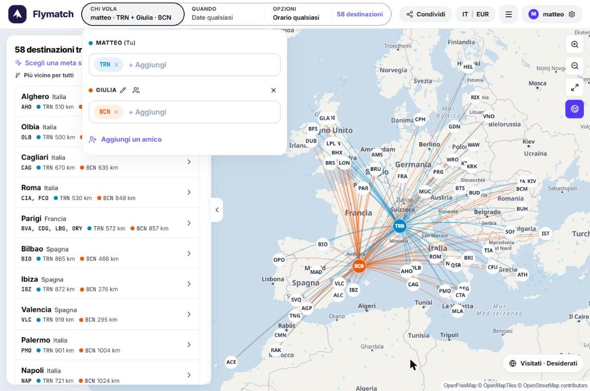 Search with Turin and Barcelona: 58 shared destinations