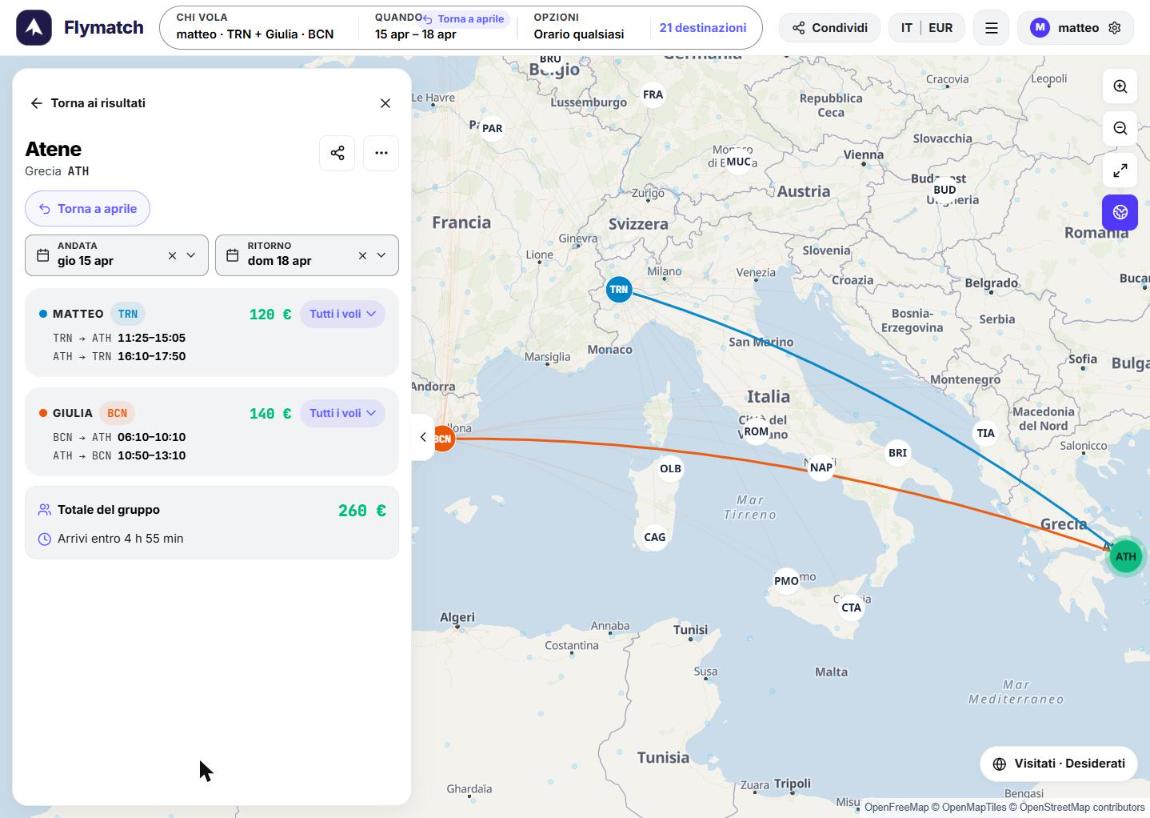 Athens, 15–18 April: €260 for two